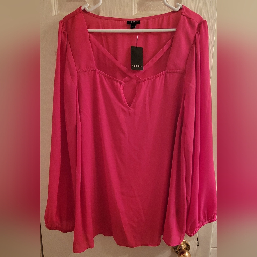 Torrid NWT Hot Pink Long Sleeve Blouse